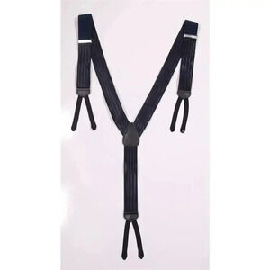 Crookhorn Davis Navy Blue Textured Striped Adjustable Silk Suspender Braces